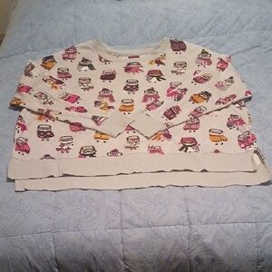 Secret Treasures Multi Colored Owl Print Top Light Gray Size 2X